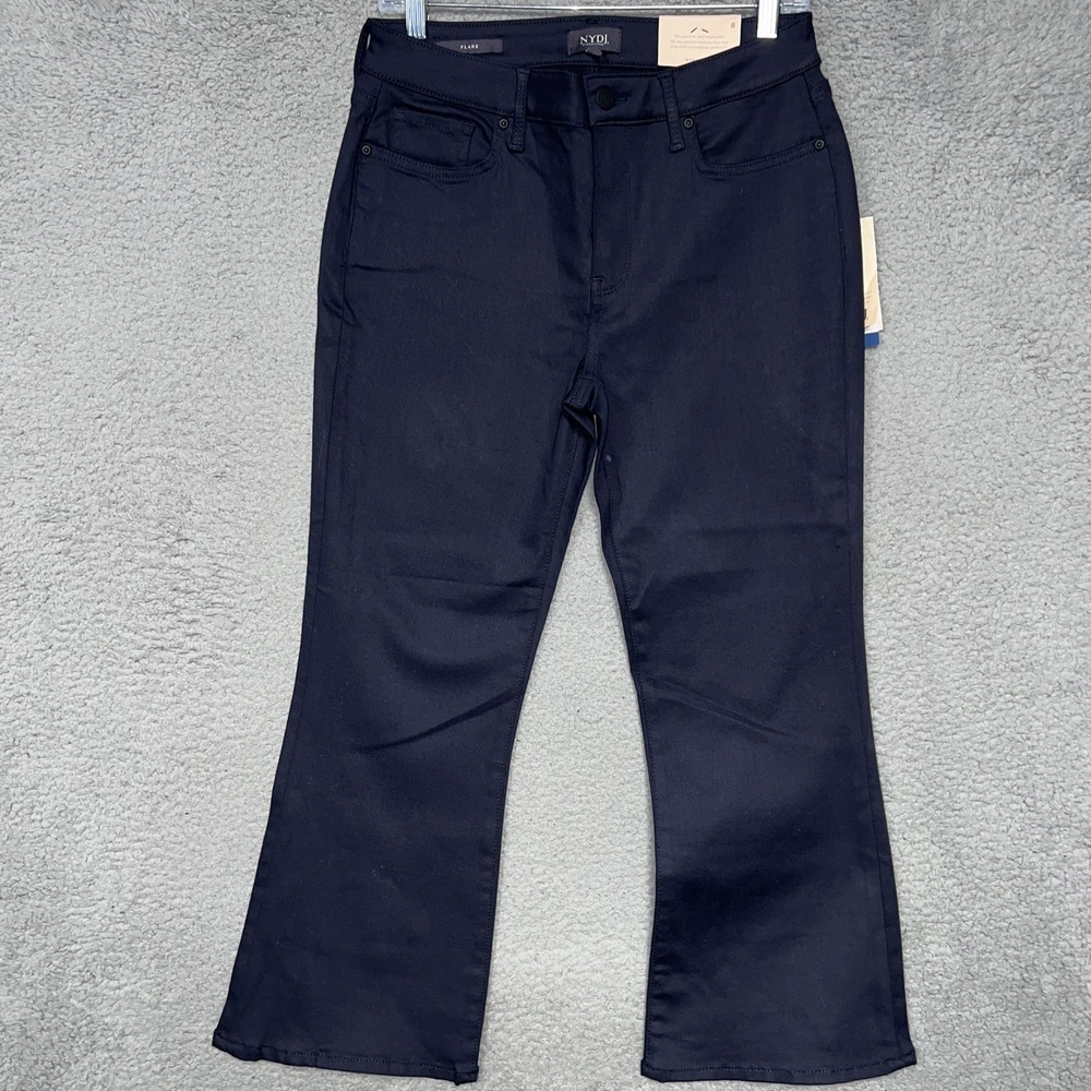 NWT NYDJ Fiona Pants Women's Size 8 (29x24) Blue Slim Flare Court Ankle *Flaw*‎